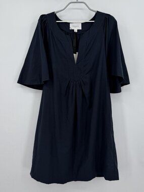 Pomander Place by Tuckernuck Deep Navy Finley Flutter Sleeve Dress Linen size L